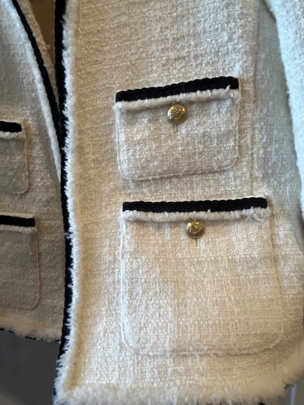 J. Crew Frances Lady Jacket in Maritime Tweed White Black Size 8 BT548